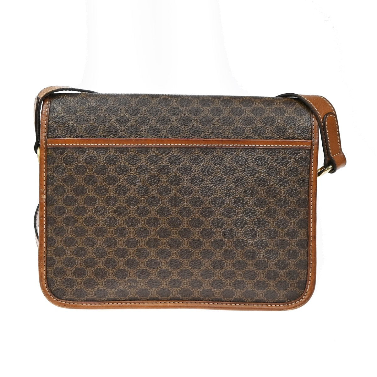 Celine Macadam Shoulder Bag Leather, BROWN, LEATHER, Shoulder bag