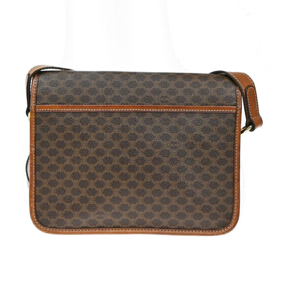 Celine Macadam Shoulder Bag Leather, BROWN, LEATHER, Shoulder bag