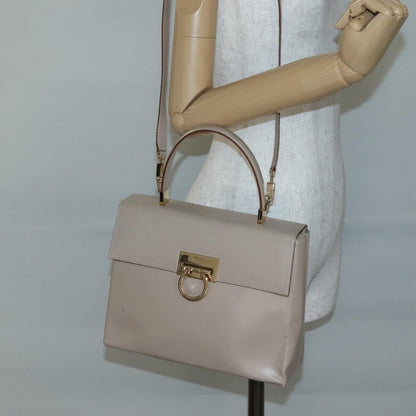 Salvatore Ferragamo Gancini Convertible Top Handle Bag Leather, BEIGE, LEATHER, Handbag