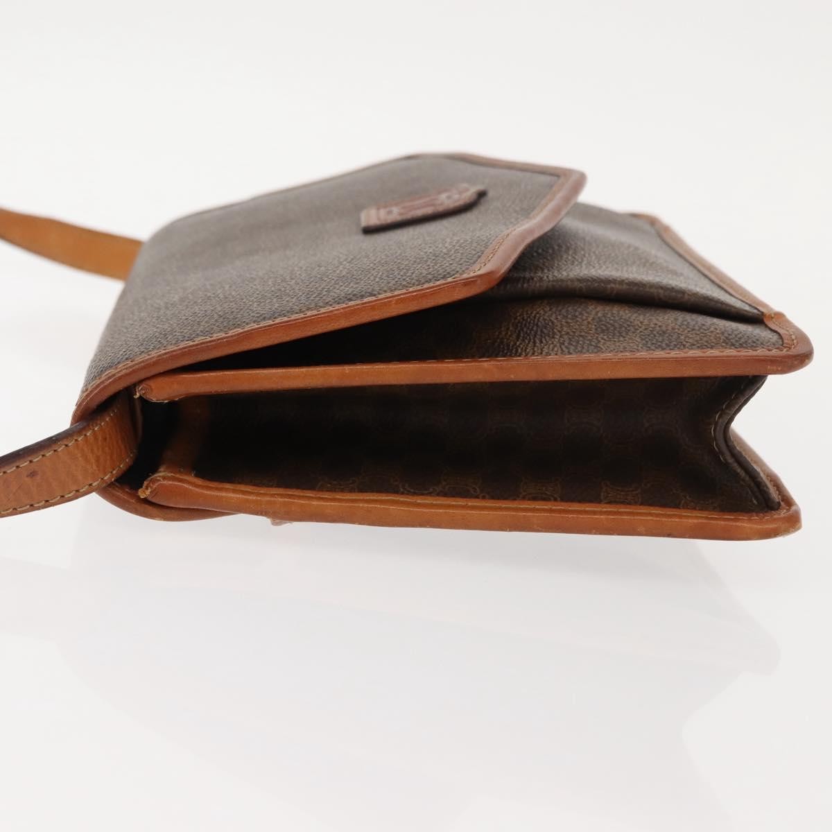 Celine Vintage Macadam Shoulder Bag Canvas and Leather, BROWN, CANVAS, Shoulder bag