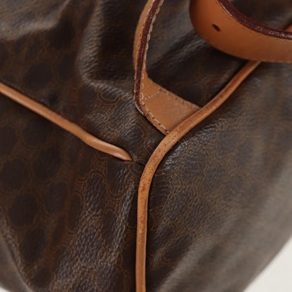 Celine Vintage Drawstring Flap Backpack Macadam Coated Canvas, BROWN, CANVAS, Backpack