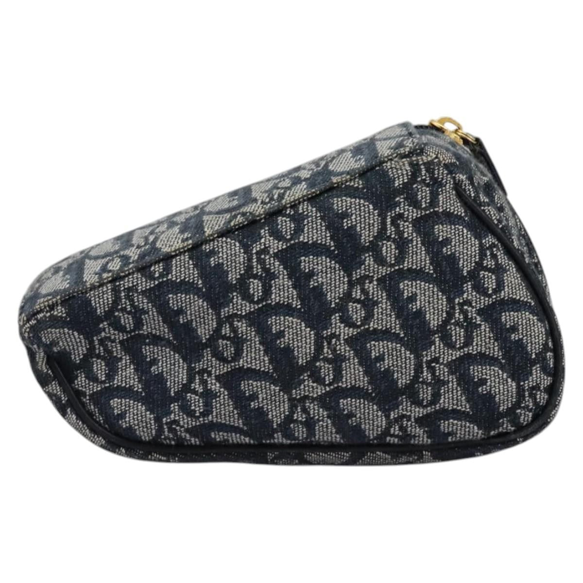 Christian Dior Vintage Saddle Coin Purse Diorissimo Canvas, NAVY, CANVAS, Wallets