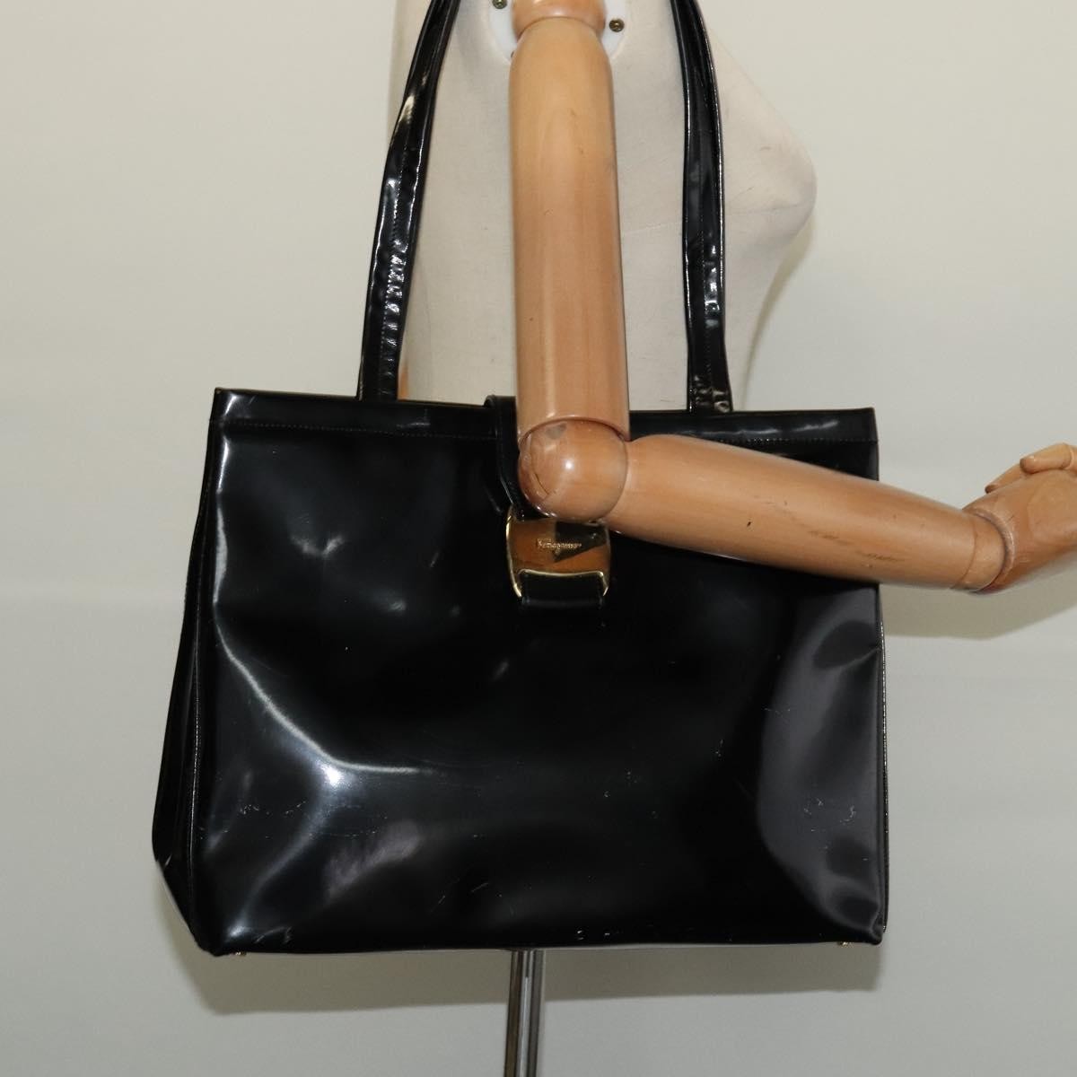 Salvatore Ferragamo Vintage Convertible Tote Patent leather, BLACK, PATENT_LEATHER, Tote bag