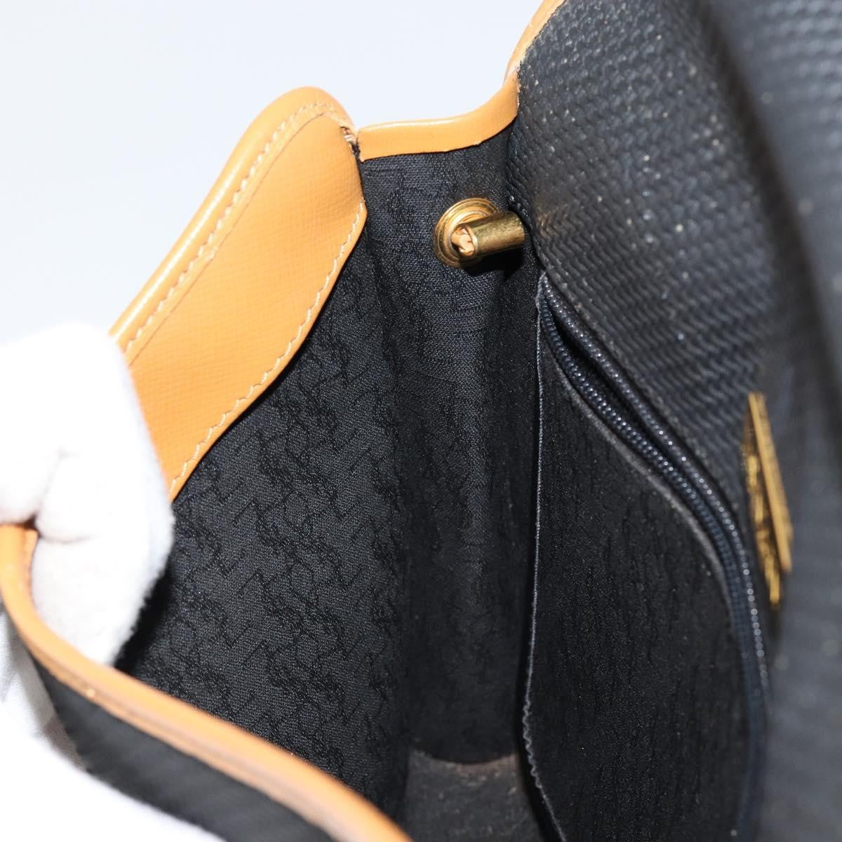 Saint Laurent Vintage Flap Crossbody Bag Coated Canvas with Leather, BLACK, PVC, Shoulder bag