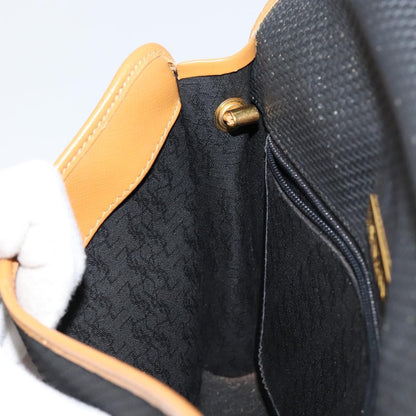 Saint Laurent Vintage Flap Crossbody Bag Coated Canvas with Leather, BLACK, PVC, Shoulder bag