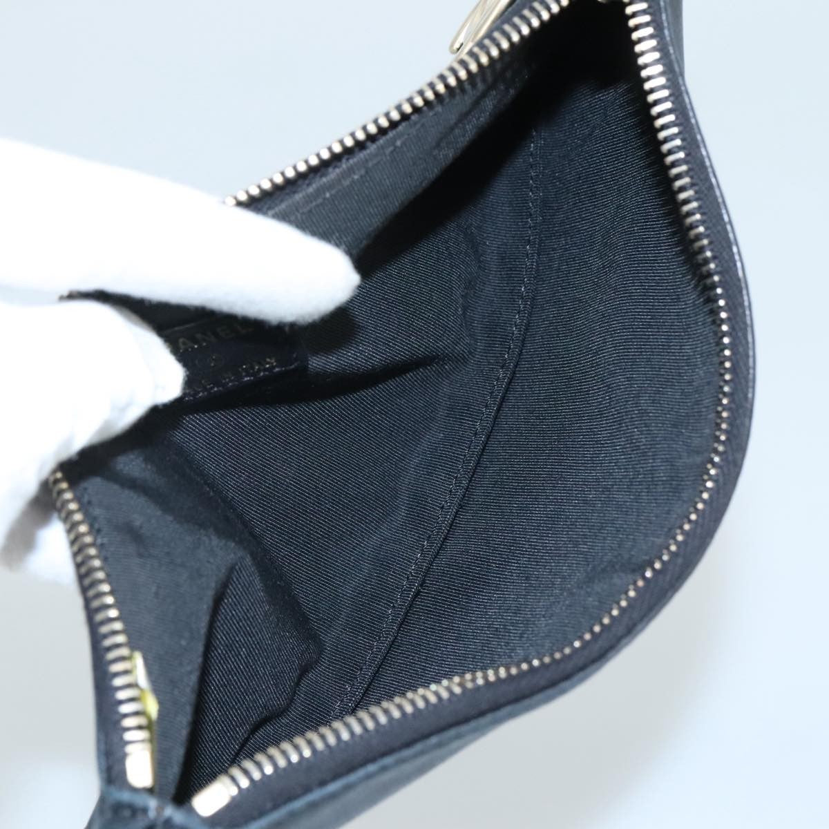 Chanel Vintage Camellia CC Wristlet Clutch Lambskin with Patent, BLACK, LEATHER, Clutche & pouche