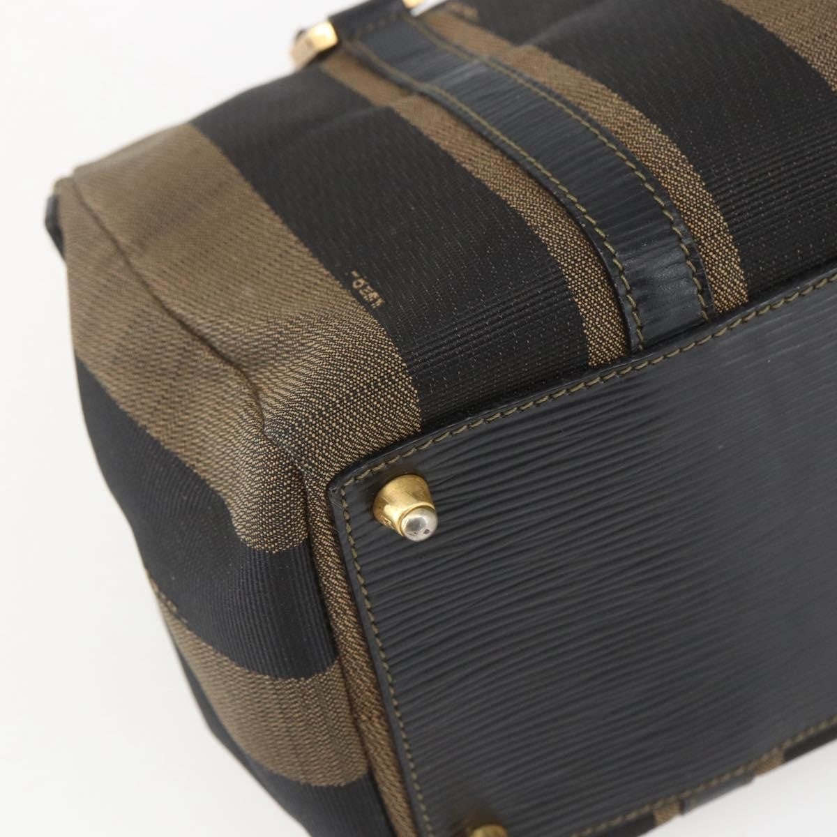 Fendi Vintage Pequin Convertible Boston Bag Coated Canvas, BROWN, CANVAS, Travel bag