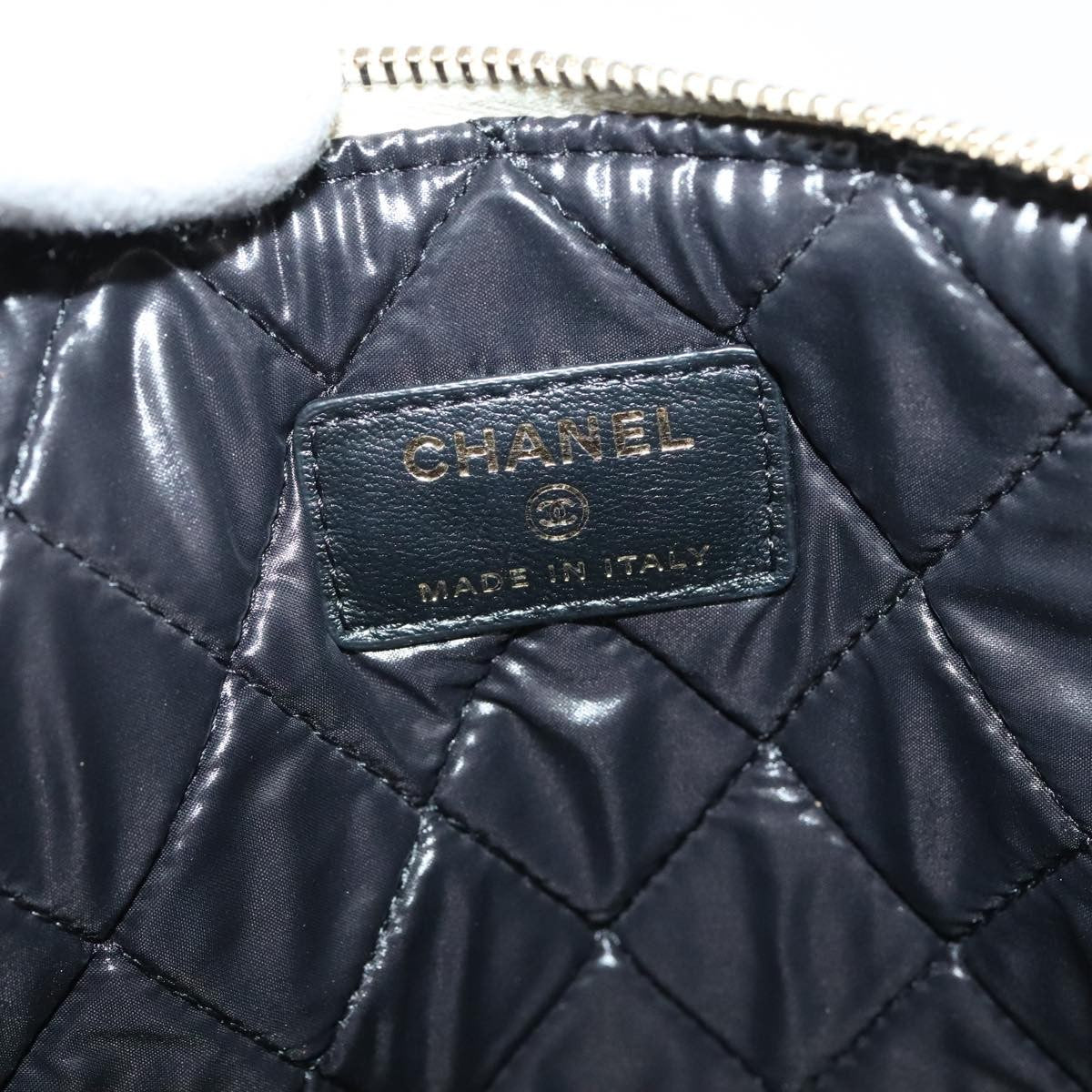 Chanel Pearl O Case Clutch Quilted Lambskin and Calfskin, BLACK, LEATHER, Clutche & pouche