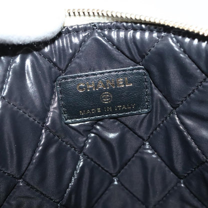 Chanel Pearl O Case Clutch Quilted Lambskin and Calfskin, BLACK, LEATHER, Clutche & pouche