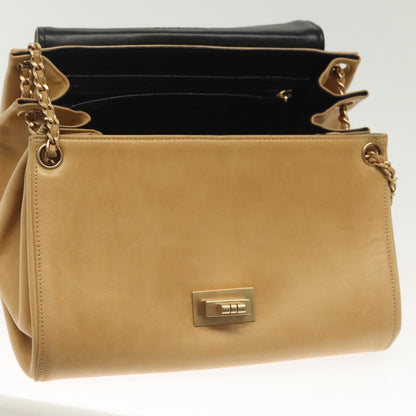 Chanel Chocolate Bar Flap Bag Quilted Lambskin, BEIGE, LEATHER, Shoulder bag