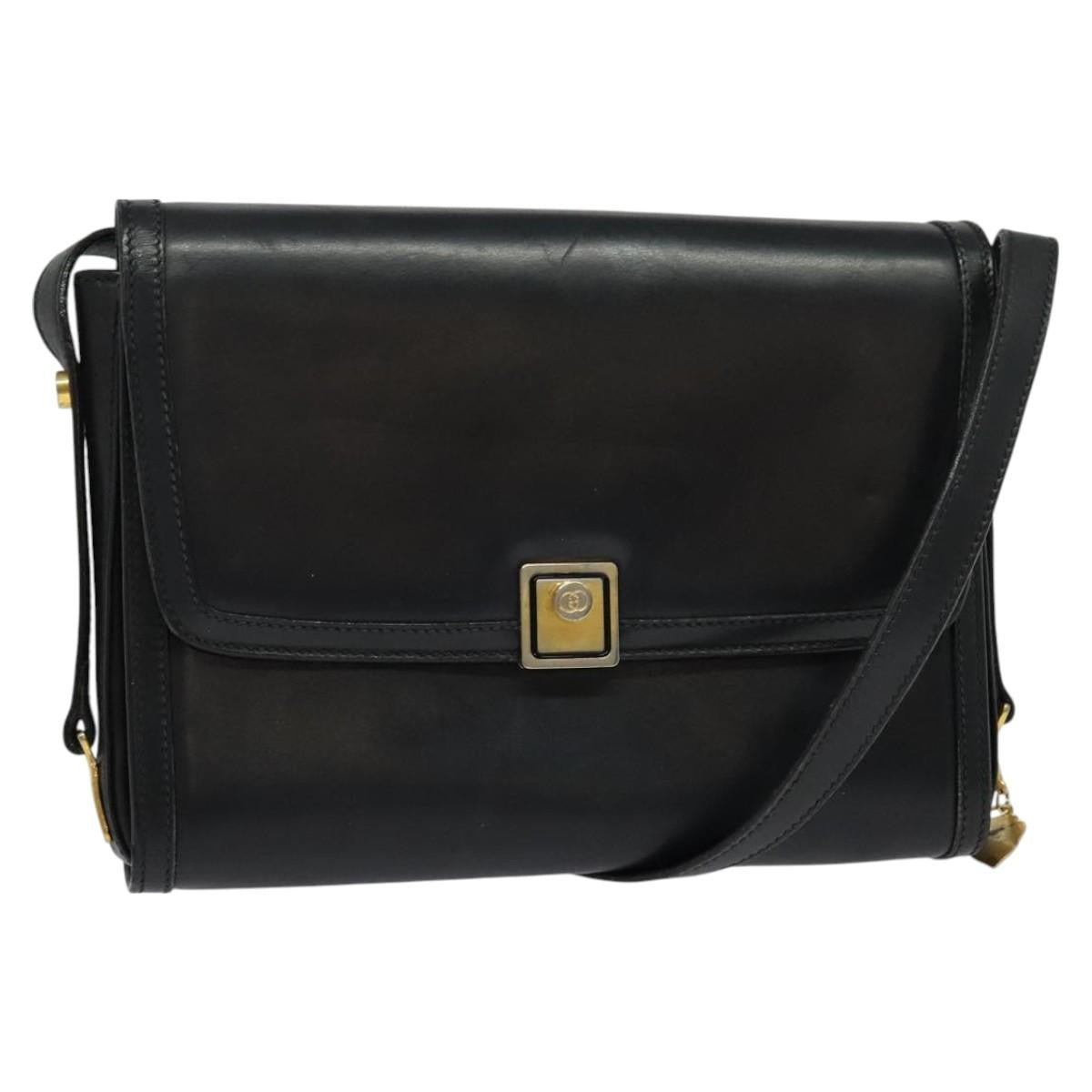 Gucci Vintage Flap Crossbody Bag Leather, BLACK, LEATHER, Shoulder bag