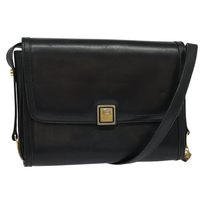 Gucci Vintage Flap Crossbody Bag Leather, BLACK, LEATHER, Shoulder bag