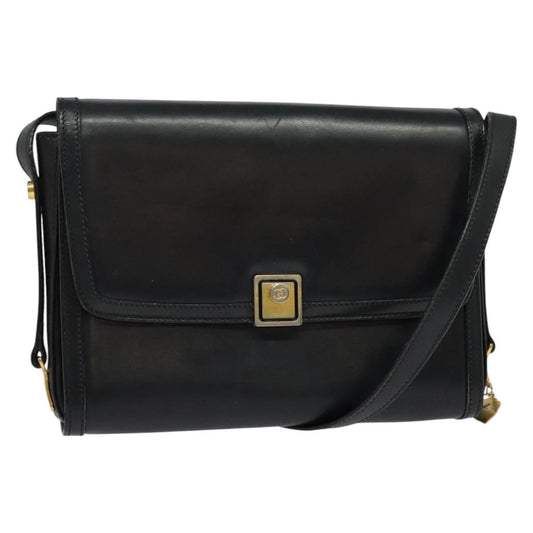 Gucci Vintage Flap Crossbody Bag Leather, BLACK, LEATHER, Shoulder bag