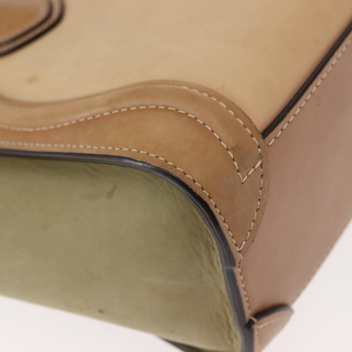 Celine Tricolor Luggage Bag Leather, BEIGE, LEATHER, Handbag