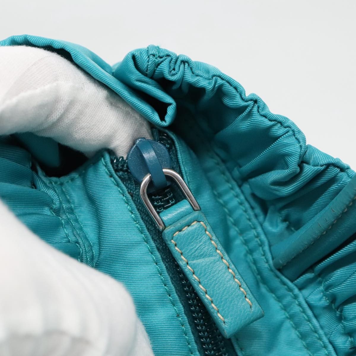 Prada Bow Convertible Tote Tessuto, TURQUOISE, NYLON, Tote bag