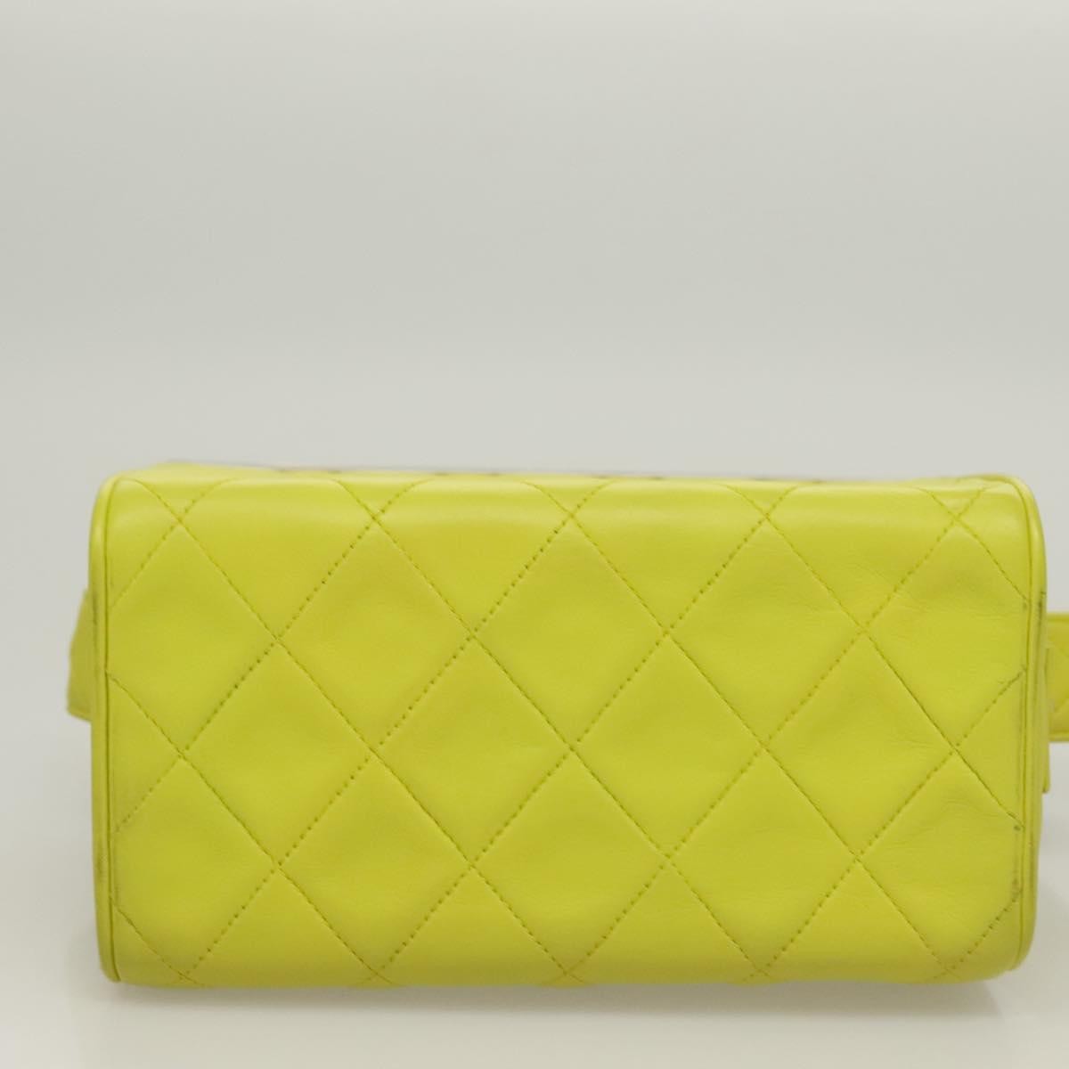 Chanel Vintage Metal Box Bag Quilted Lambskin, YELLOW, LEATHER, Handbag
