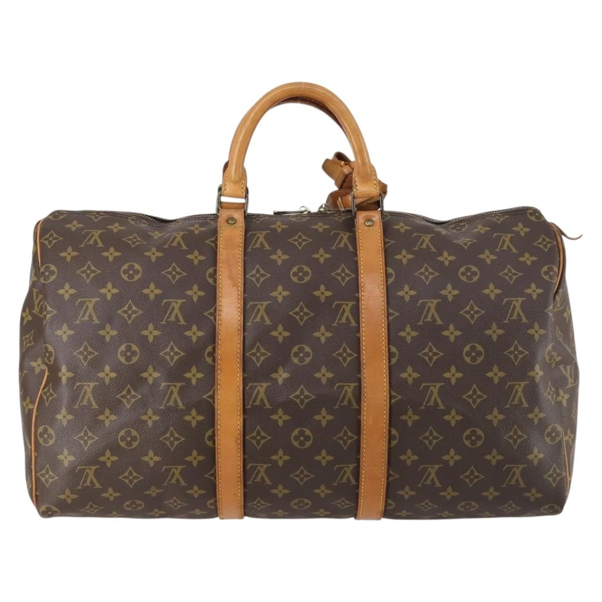 Louis Vuitton Keepall Bag Monogram Canvas, BROWN, CANVAS, Travel bag