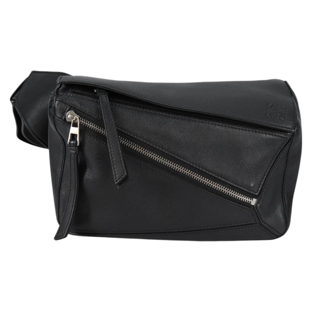 Loewe Puzzle Bumbag Leather, BLACK, LEATHER, Travel bag