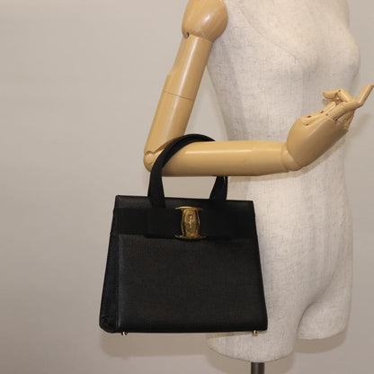 Salvatore Ferragamo Convertible Vara Bow Tote Leather, BLACK, LEATHER, Tote bag