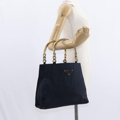 Prada Metal Handles Tote Tessuto, NAVY, NYLON, Tote bag