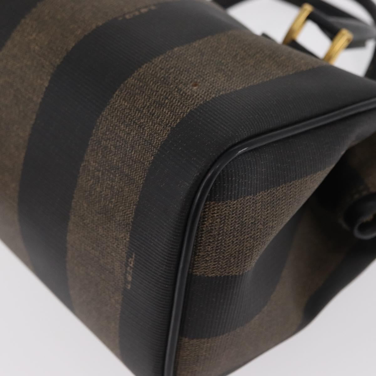 Fendi Vintage Pequin Convertible Boston Bag Coated Canvas, BROWN, CANVAS, Travel bag