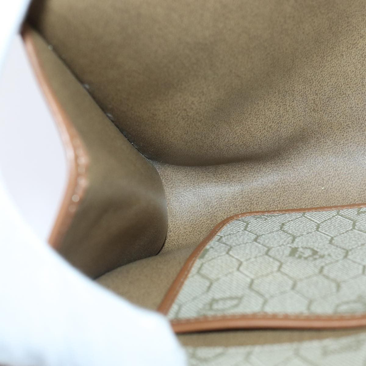 Christian Dior Vintage Honeycomb chain Canvas, BEIGE, PVC, Shoulder bag