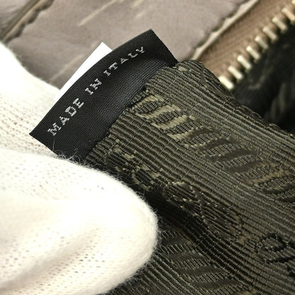 Prada Gaufre Chain Flap Shoulder Bag Nappa Leather, GRAY, LEATHER, Shoulder bag