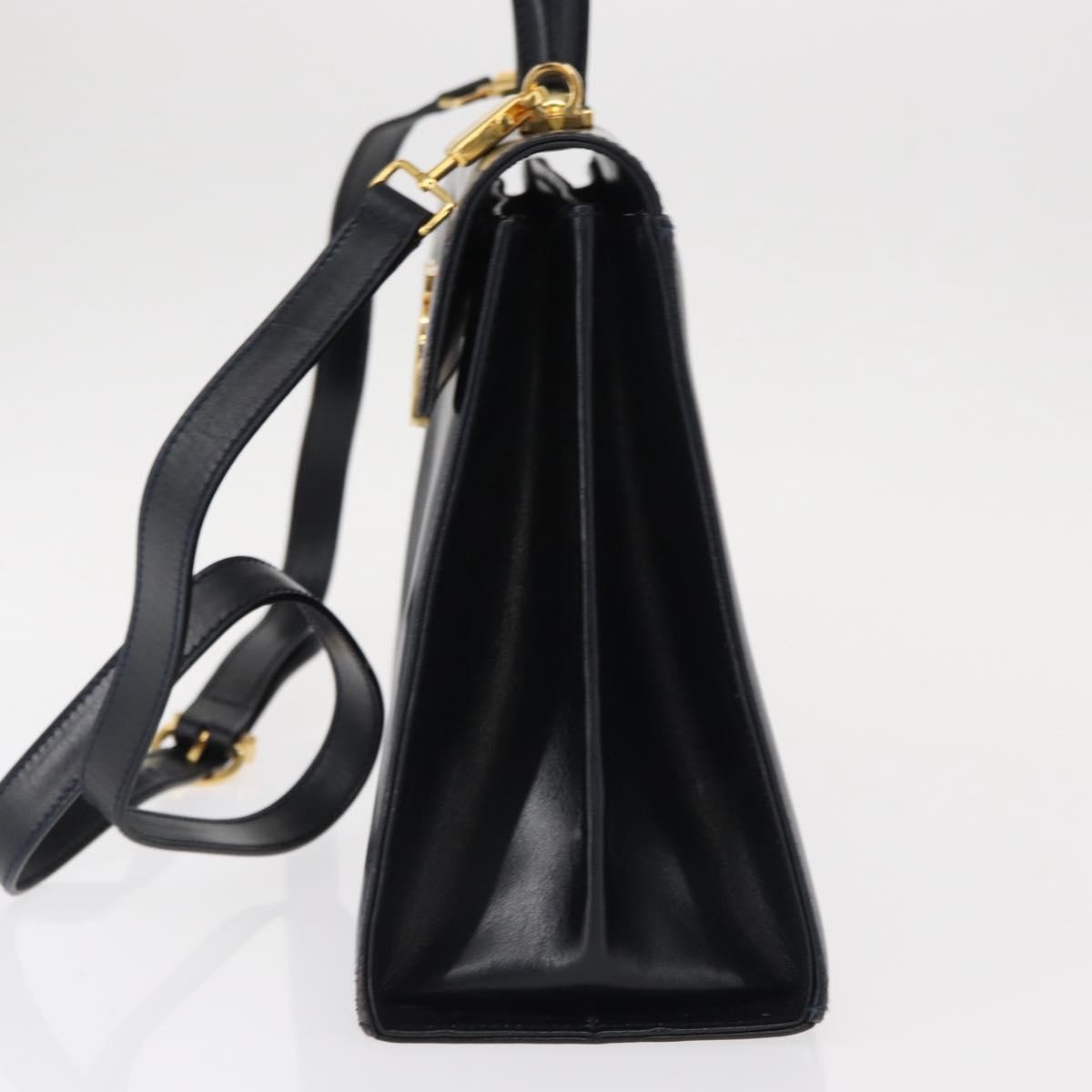 Salvatore Ferragamo Convertible Top Handle Bag Leather, NAVY, LEATHER, Handbag