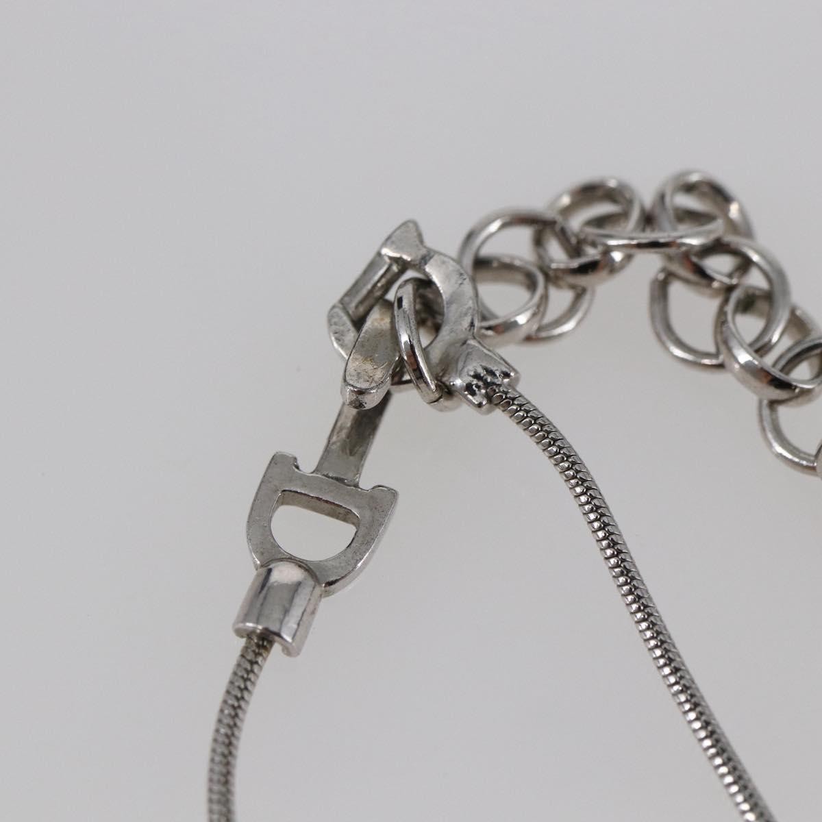 Christian Dior Bow CD Pendant Necklace Metal with Crystal, SILVER, METAL, Necklace