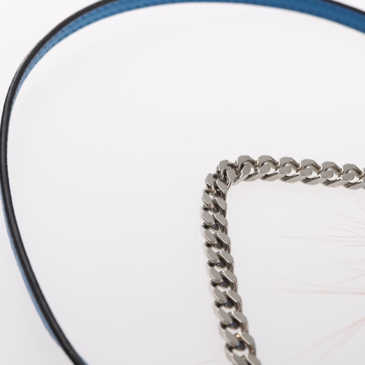 Fendi Monster Baguette Leather and Fur, BLUE, LEATHER, Handbag