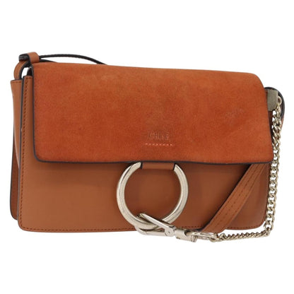Chloe Faye Shoulder Bag Leather and Suede, BROWN, SUEDE, Shoulder bag