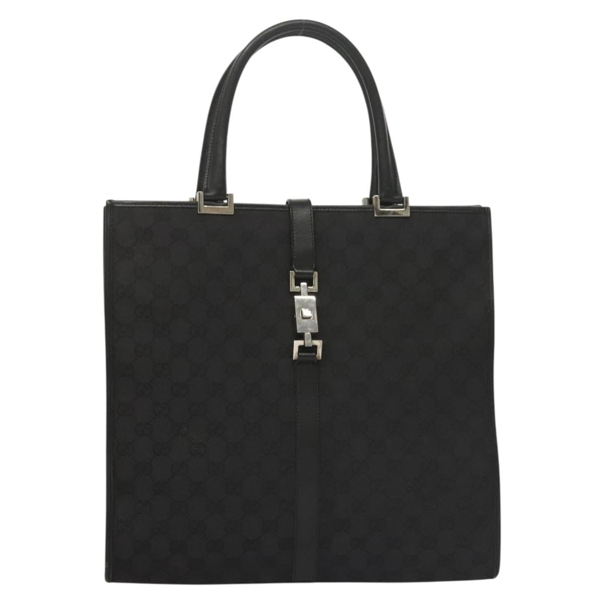 "Gucci Vintage Jackie Tote Canvas, Leather", BLACK, CANVAS, Tote bag