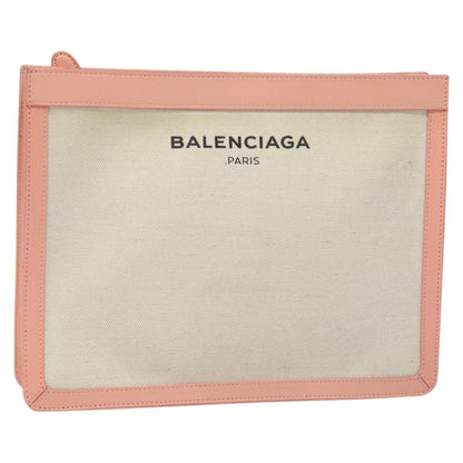 Balenciaga Navy Clutch Canvas with Leather, PINK, CANVAS, Clutche & pouche