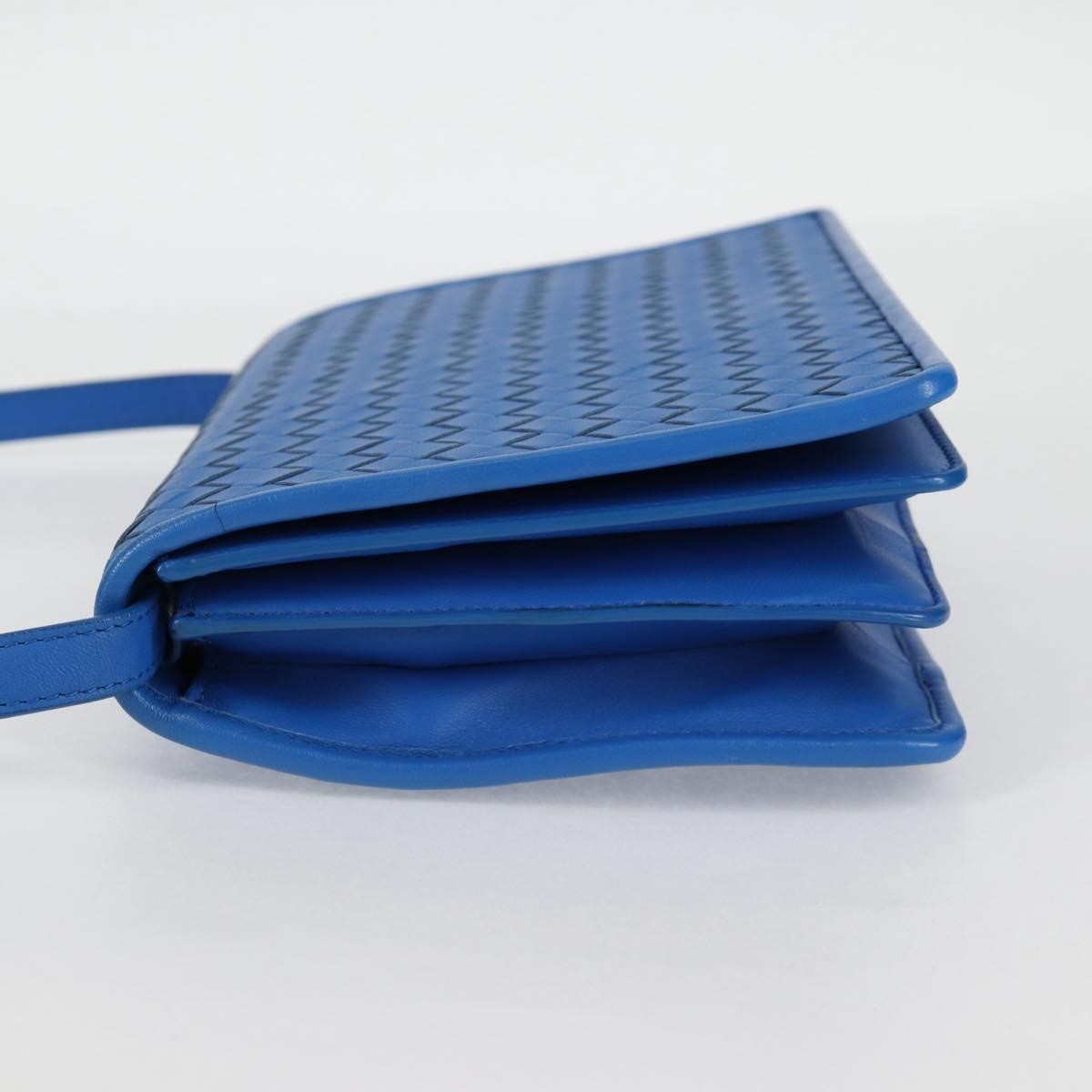 Bottega Veneta Clip Flap Bag Leather, Blue, Leather, Shoulder Bag