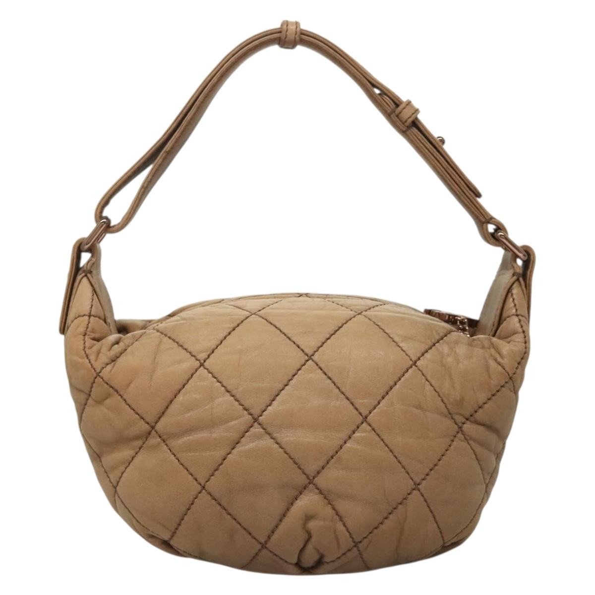 Chanel Vintage Wild Stitch Zip Shoulder Bag Quilted Lambskin, BROWN, LEATHER, Shoulder bag
