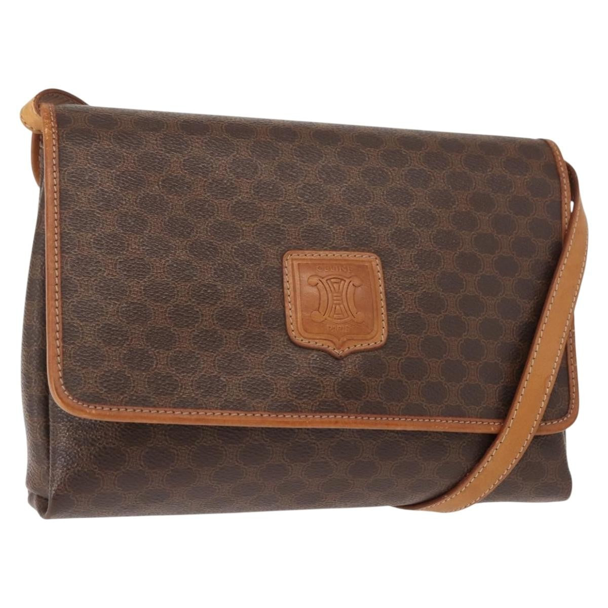 Celine Vintage Macadam Shoulder Bag Canvas, BROWN, CANVAS, Shoulder bag