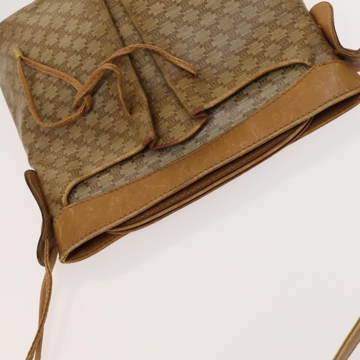 Celine Macadam Shoulder Bag Leather, BEIGE, CANVAS, Shoulder bag