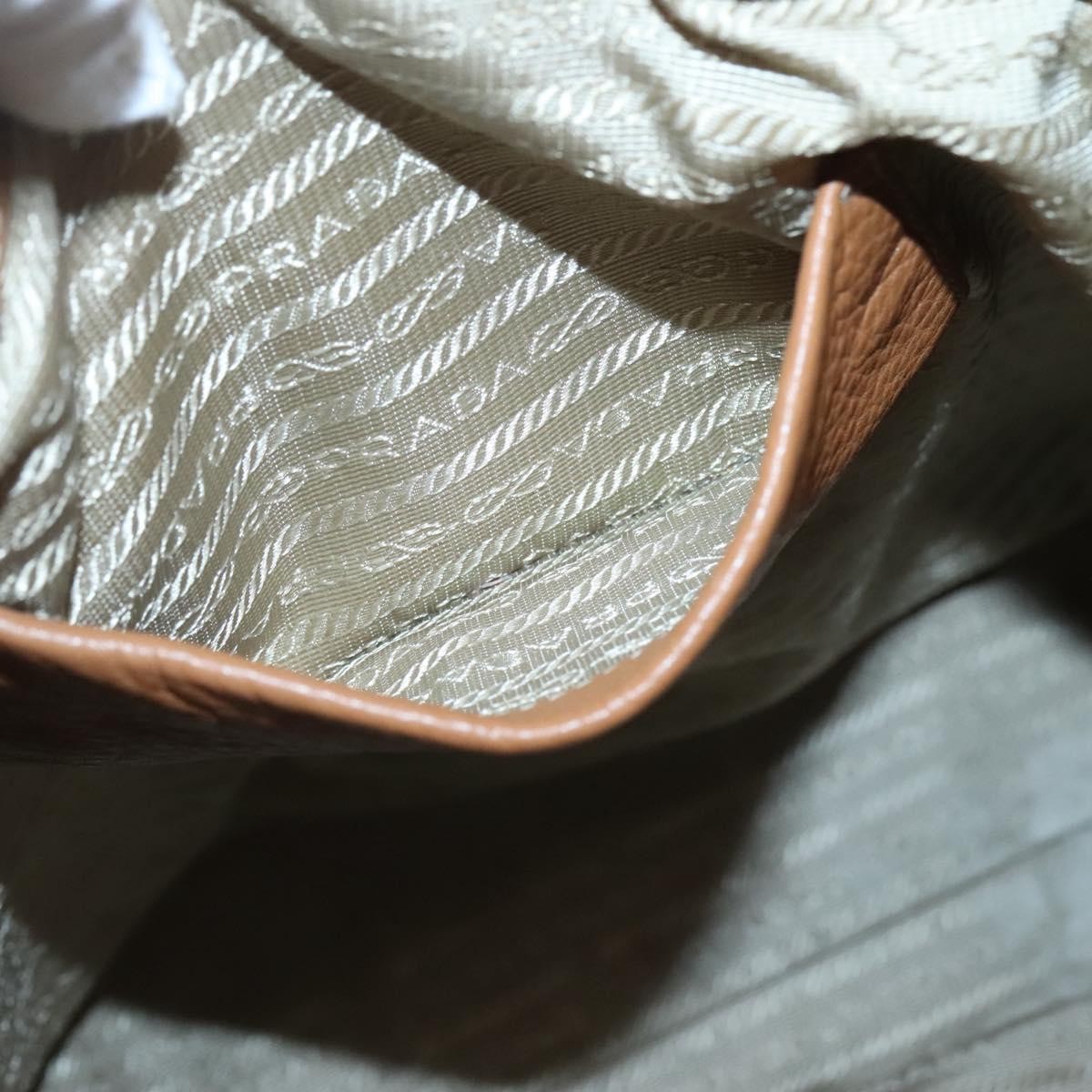 Prada Embossed Logo Convertible Open Tote Vitello Daino, BROWN, LEATHER, Tote bag