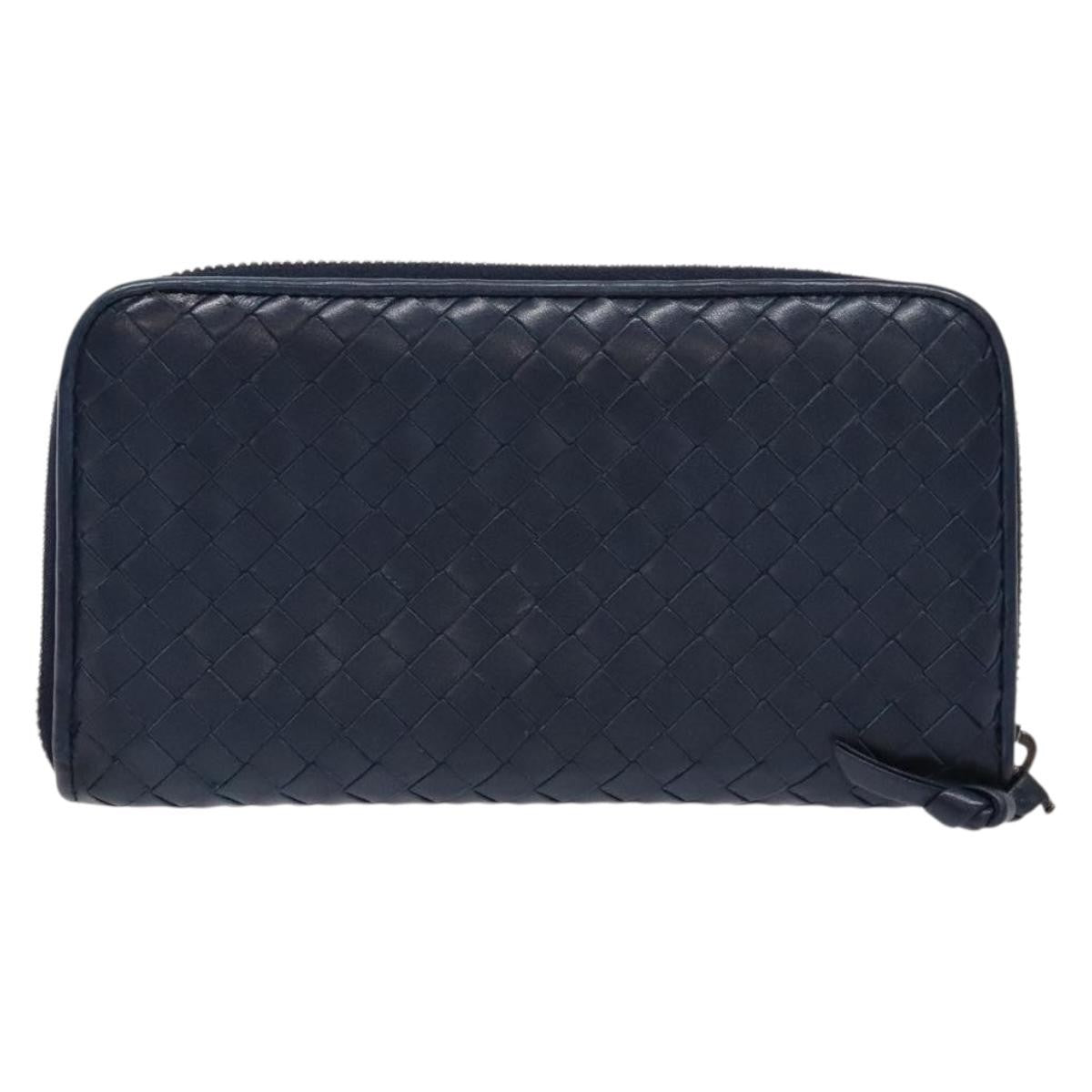 Bottega Veneta Intrecciato Wallet Leather, NAVY, LEATHER, Wallets