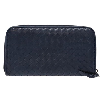 Bottega Veneta Intrecciato Wallet Leather, NAVY, LEATHER, Wallets