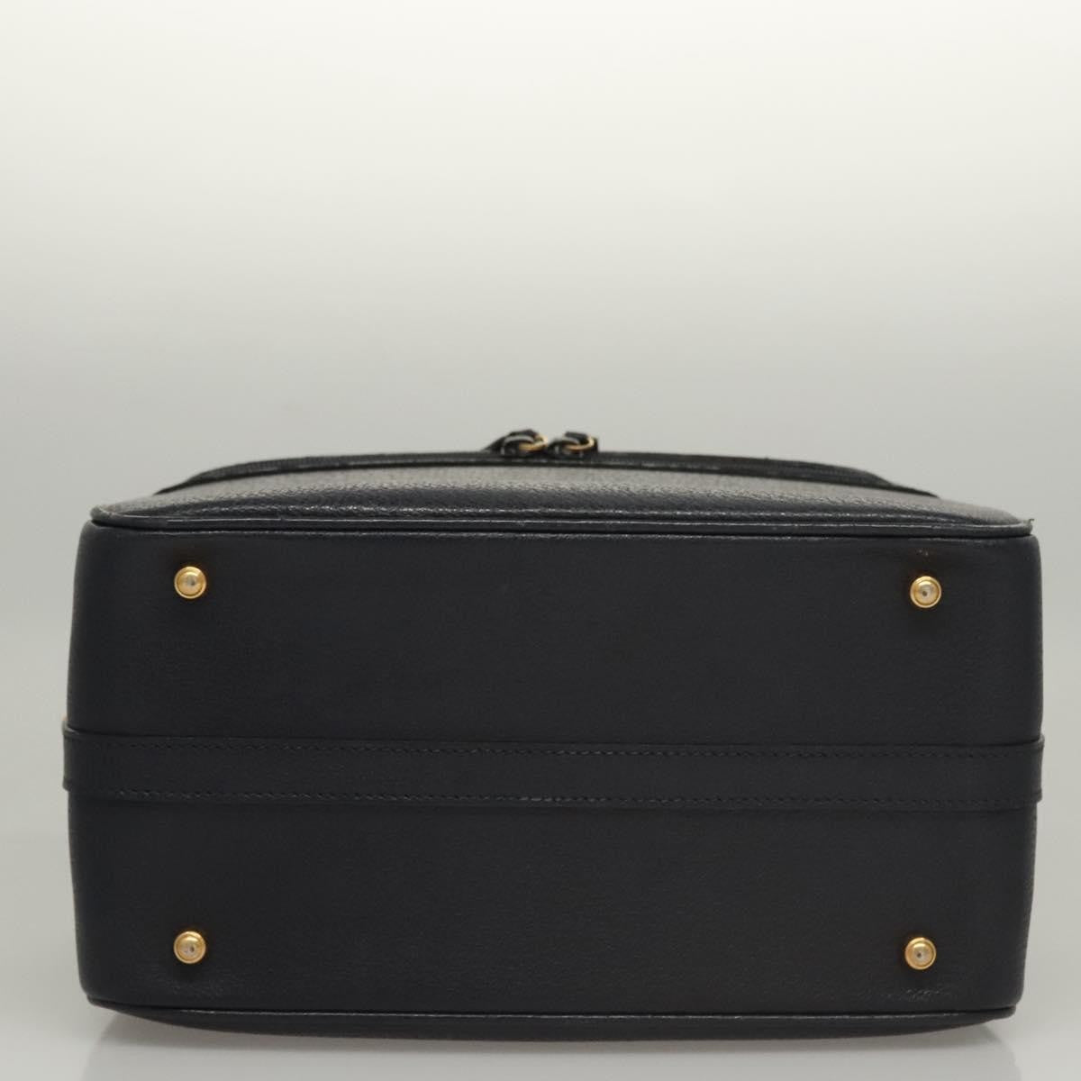 Gucci Vintage Bamboo Vanity Case Leather, NAVY, LEATHER, Handbag