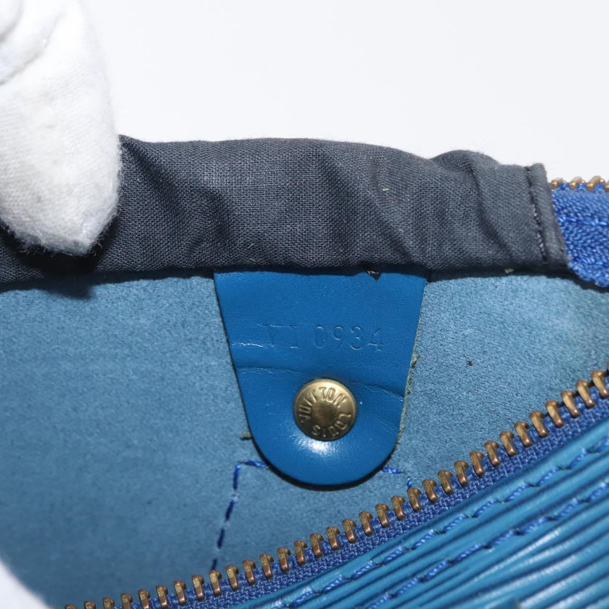 Louis Vuitton Speedy Handbag Epi Leather, BLUE, LEATHER, Handbag