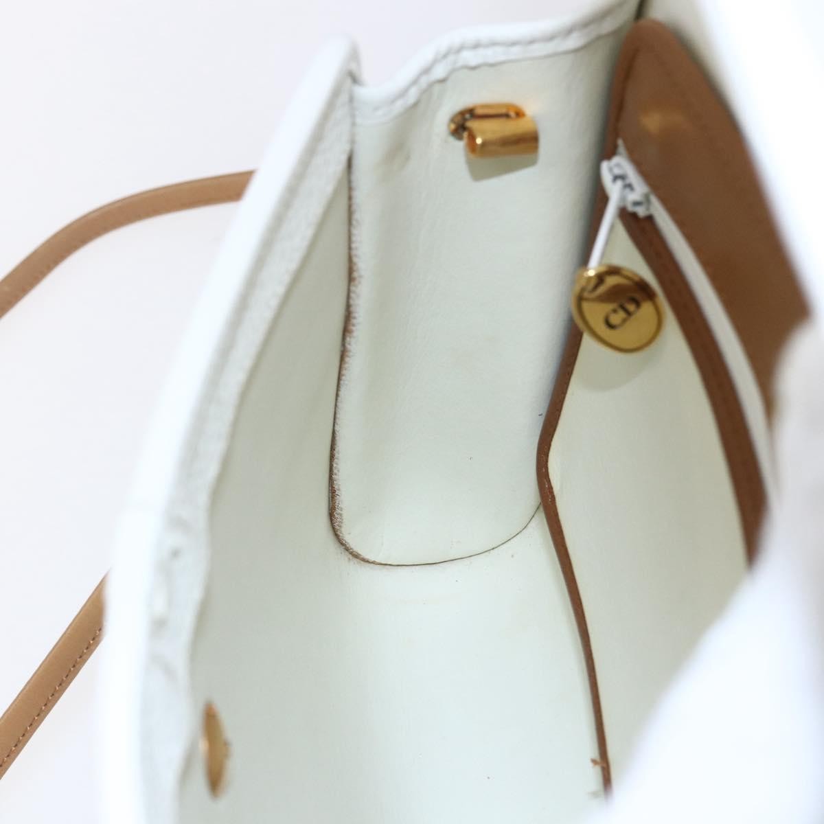 Christian Dior Vintage CD Logo Shoulder Bag Leather, WHITE, LEATHER, Shoulder bag