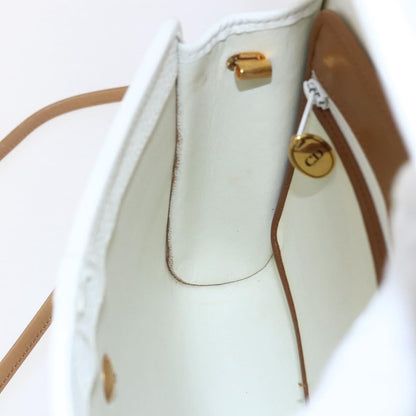 Christian Dior Vintage CD Logo Shoulder Bag Leather, WHITE, LEATHER, Shoulder bag