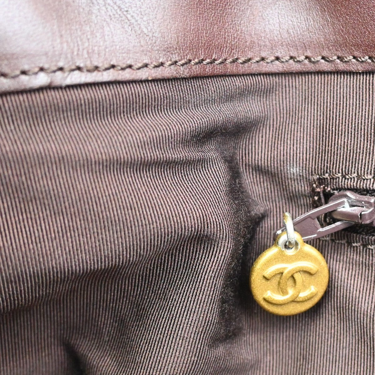 Chanel Vintage CC Tote Canvas with Leather, BEIGE, CANVAS, Tote bag