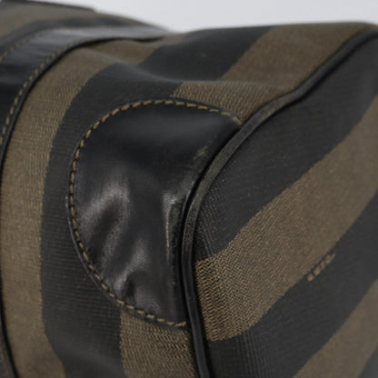 Fendi Vintage Pequin Boston Bag Coated Canvas, BROWN, CANVAS, Handbag