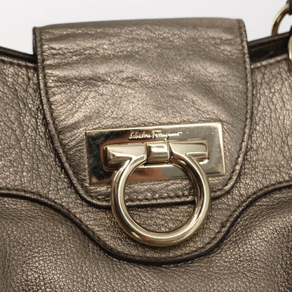 Salvatore Ferragamo Gancini Tote Leather, GOLD, LEATHER, Tote bag