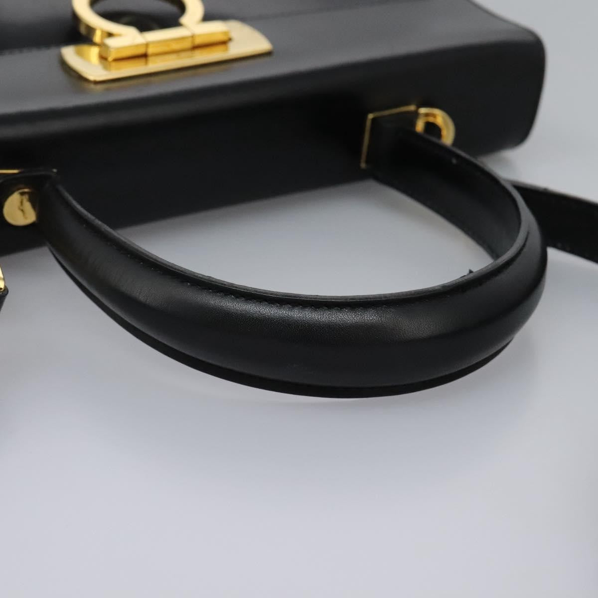 Salvatore Ferragamo Gancini Convertible Top Handle Bag Leather, BLACK, LEATHER, Handbag