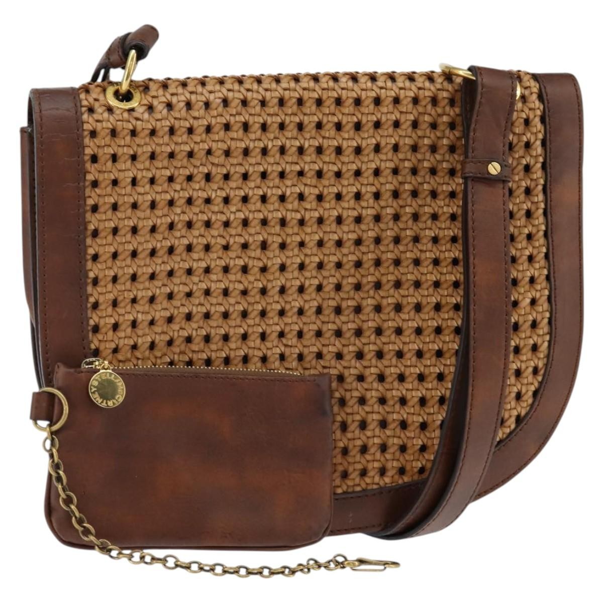 Stella McCartney Flap Shoulder Bag Polyester, BROWN, POLYESTER, Shoulder bag
