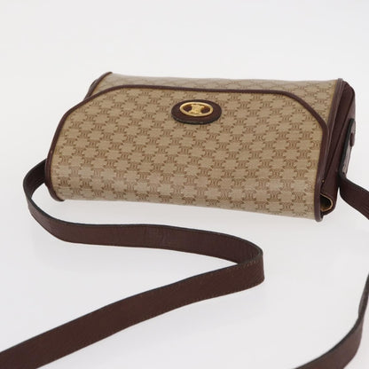 Celine Vintage Macadam Shoulder Bag Canvas and Leather, BEIGE, CANVAS, Shoulder bag